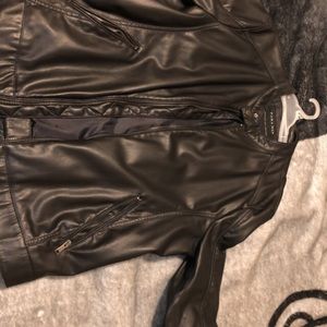 Zara black leather jacket for men